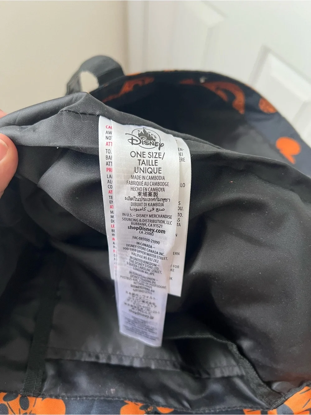 Disney Parks Black & Orange Halloween Tote Bag with Character Print